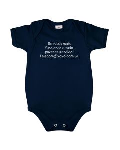 Body Bebê Azul Marinho Frase Divertida de Suedine 