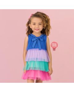 Vestido de Festa Infantil Multicolorido Mon Sucré Camadas Tule