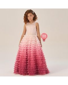 Vestido de Festa Infantil Rosa Degradê Petit Cherie Tule - Conceito