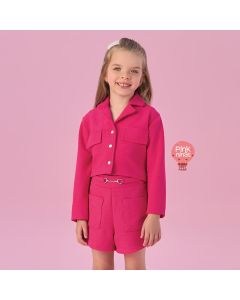 Conjunto Infantil Pink Petit Cherie de Casaquinho e Short Detalhe Pérola