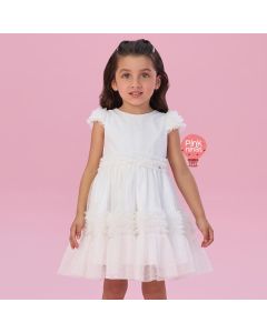 Vestido de Festa Infantil Branco Petit Cherie Tule Brilho Catharina