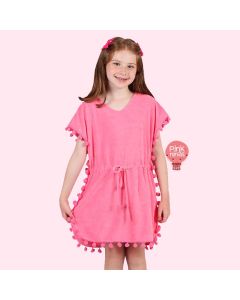 roupao-infantil-rosa-siri-kids-linda-com-pompons-modelo