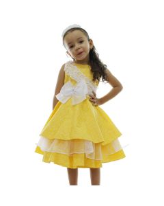 Vestido Infantil de Festa Amarelo Corações Gazar Angela 