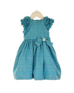 Vestido Infantil de Festa Azul Kopela Adamascado Emilly 