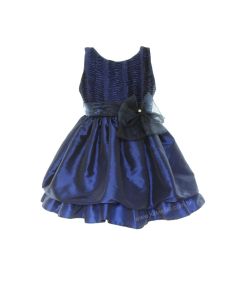 Vestido Infantil de Festa Azul Marinho Tafetá Balonê Beatriz 