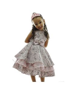 Vestido Infantil de Festa Rosa Oncinha com Gazar Simone 