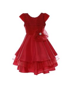 Vestido Infantil de Festa Vermelho de Renda Marina 